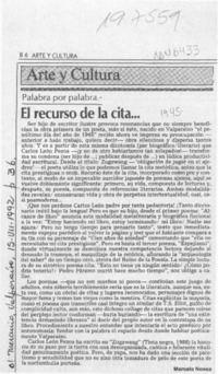 El recurso de la cita --  [artículo]Marcelo Novoa.