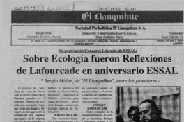 Sobre ecología fueron reflexiones de Lafourcade en aniversario ESSAL  [artículo].