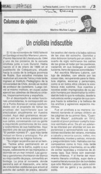 Un criollista indiscutible  [artículo] Marino Muñoz lagos.