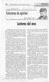 Lecturas del mes  [artículo] Marino Muñoz Lagos.