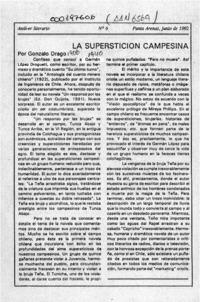 La superstición campesina  [artículo] Gonzalo Drago.