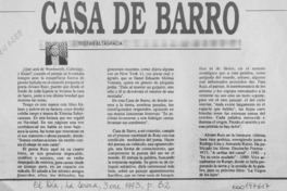 Casa de barro  [artículo] Tristán Altagracia.