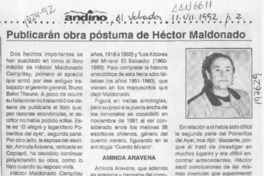Publicarán obra póstuma de Héctor Maldonado  [artículo].