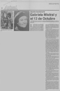 Gabriela Mistral y el 12 de octubre