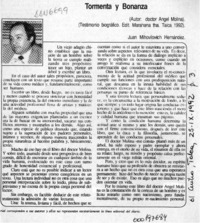 Tormenta y bonanza  [artículo] Juan Mihovilovic Hernández.