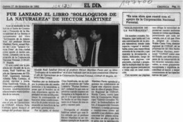 Fue lanzado el libro "Soliloquios de la naturaleza" de Héctor Martínez  [artículo].