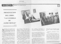 Presentación del libro "Las guerras de Jaime Motlis"  [artículo].