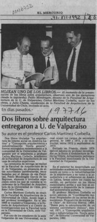 Dos libros sobre arquitectura entregaron a U. de Valparaíso  [artículo].