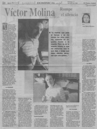 Víctor Molina rompe el silencio  [artículo] Ana María Morales.