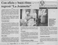 Con oficio y buen ritmo regresó "La Jeannette"  [artículo] Italo Passalacqua C.