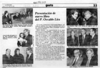Presentación de nuevo libro del P. Osvaldo Lira  [artículo].