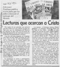 Lecturas que acercan Cristo  [artículo].