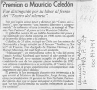 Premian a Mauricio Celedón  [artículo].