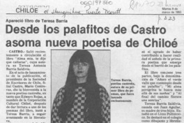 Desde los palafitos de Castro asoma nueva poetisa de Chiloé  [artículo].