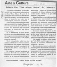 Editado libro "Cine chileno, 20 años", de J. Mouesca  [artículo].