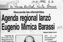 Agenda regional lanzó Eugenio Mimica Barassi  [artículo].