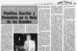 Pedro Miranda, prolífico escritor y periodista en la ruta de los grandes  [artículo].