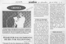 Pesar por fallecimiento de Héctor Maldonado  [artículo].