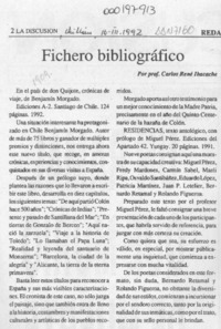 Fichero bibliográfico  [artículo] Carlos René Ibacache.
