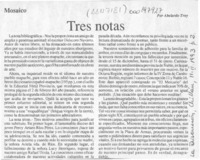 Tres notas  [artículo] Abelardo Troy.