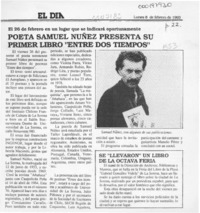 Poeta Samuel Núñez presenta su primer libro "Entre dos tiempos"  [artículo].