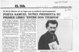 Poeta Samuel Núñez presenta su primer libro "Entre dos tiempos"  [artículo].