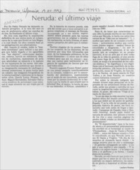 Neruda, el último viaje  [artículo] Lautaro Robles.