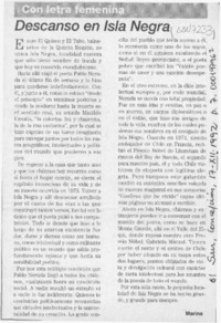 Descanso en Isla Negra  [artículo] Marina.