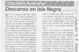 Descanso en Isla Negra  [artículo] Marina.