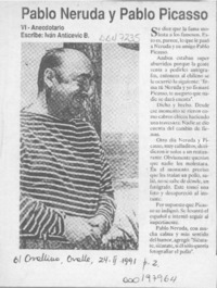 Pablo Neruda y Pablo Picasso  [artículo] Iván Anticevic B.