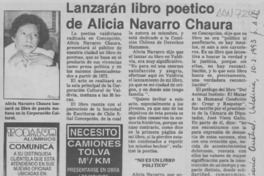 Lanzarán libro poético de Alicia Navarro Chaura  [artículo].
