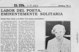 Labor del poeta, eminentemente solitaria  [artículo].