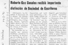 Roberto Gac Canales recibió importante distinción de Sociedad de Escritores  [artículo]