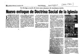 Nuevo enfoque de doctrina social de la Iglesia  [artículo] Carmen Gloria Ramos.