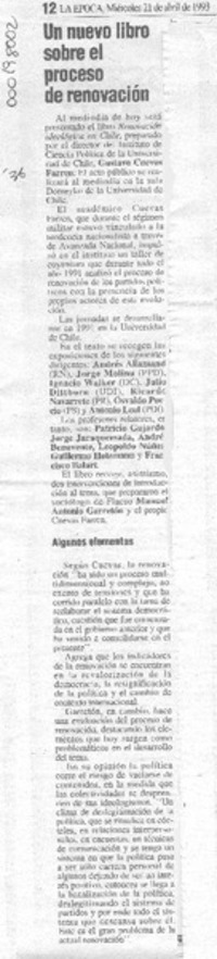 Un nuevo libro sobre el proceso de renovación