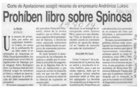 Prohíben libro sobre Spinosa  [artículo].