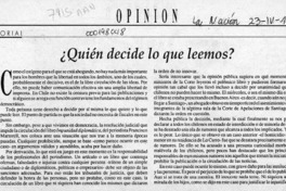 Quién decide lo que leemos?  [artículo].