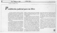 Prohibición judicial para un libro  [artículo].