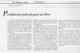 Prohibición judicial para un libro  [artículo].