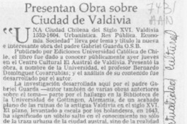 Presentan obra sobre ciudad de Valdivia