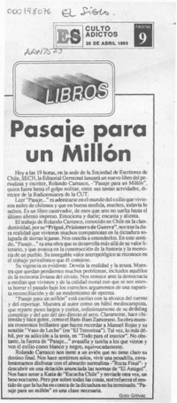 Pasaje para un millón  [artículo] Galo Gálvez.