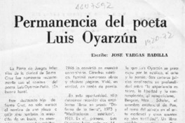 Permanencia del poeta Luis Oyarzún