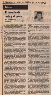 El derecho de asilo y el poeta  [artículo] Laura Soto.