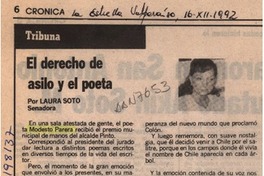 El derecho de asilo y el poeta  [artículo] Laura Soto.