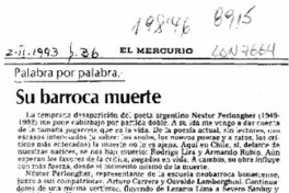 Su barroca muerte  [artículo] Marcelo Novoa.