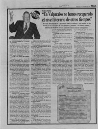 "En Valparaíso no hemos recuperado el nivel literario de otros tiempos"  [artículo] Eugenio Rodríguez.