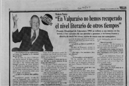 "En Valparaíso no hemos recuperado el nivel literario de otros tiempos"  [artículo] Eugenio Rodríguez.