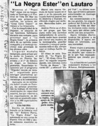 "La Negra Ester" en Lautaro  [artículo].