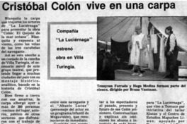 Cristóbal Colón vive en una carpa