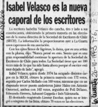 Isabel Velasco es la nueva caporal de los escritores  [artículo].